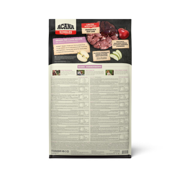 ACANA Singles Grass-Fed Lamb 11.4kg Bag Back