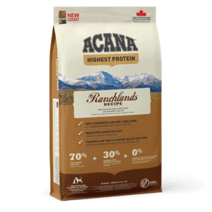 ACANA Highest Protein Ranchlands Dog. Front of bag.